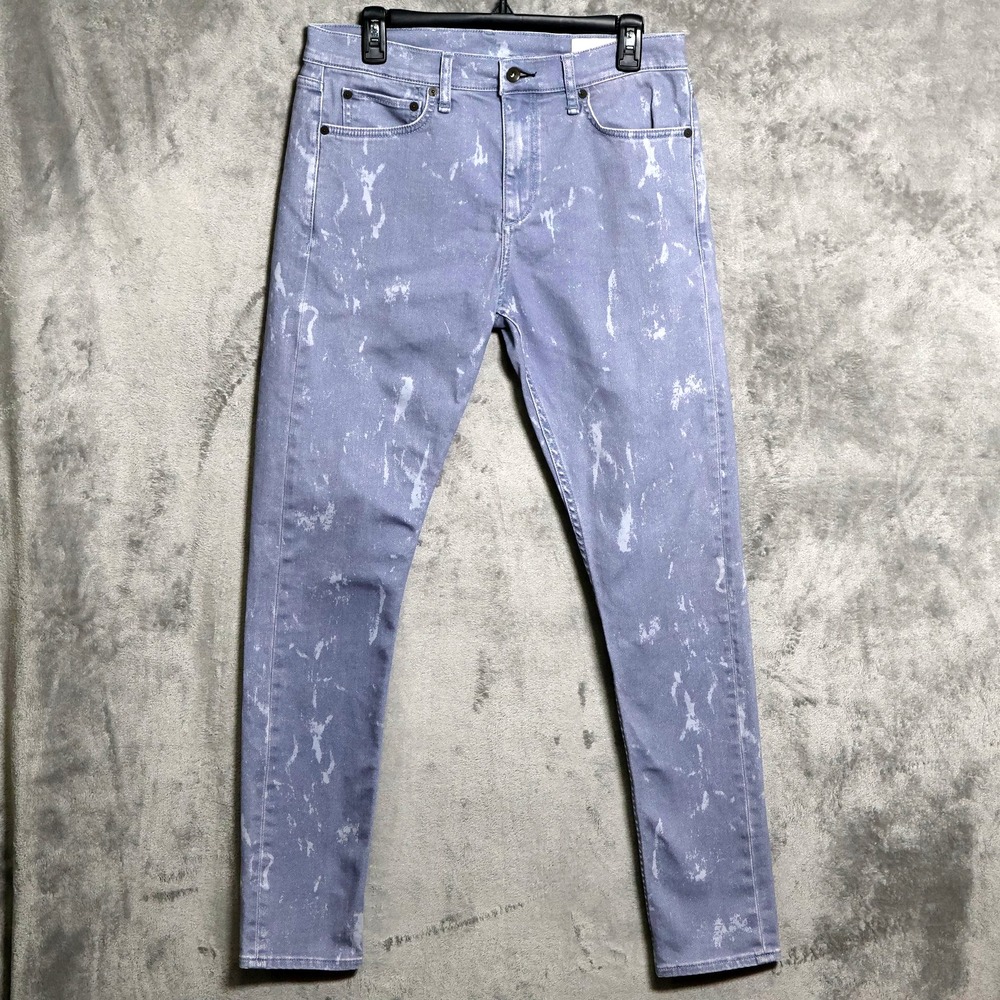 Rag & Bone Jeans Mens 32x32 French Blue Fit 1 Skinny Acid Wash Stretch Distress